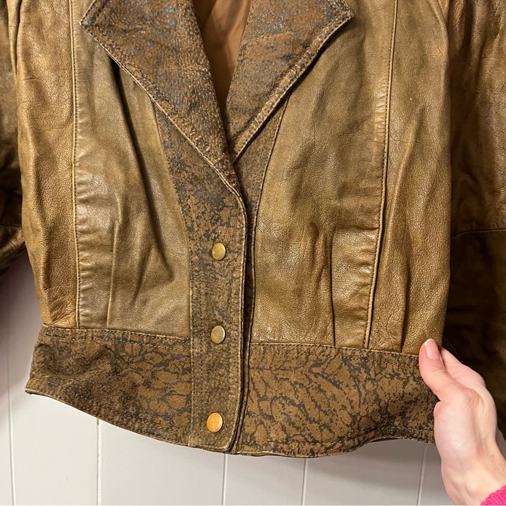Vintage Adler Leather Jacket Flight Aviator Shoulder Pads Bomber Military Brown - Picture 7 of 16